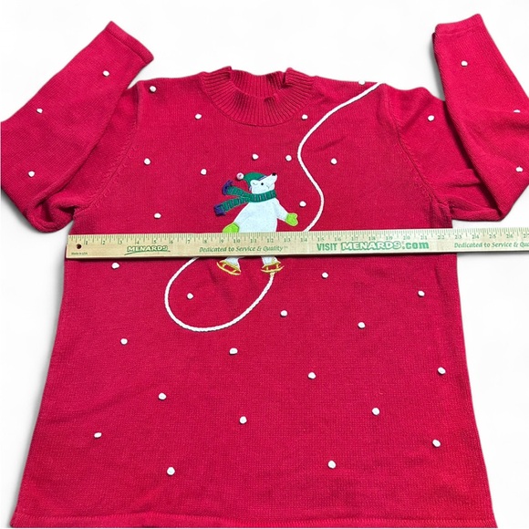 CINNAMON CINDER Red Knit Vintage  Christmas Sweat W/Polar Bear Design XXL - Picture 5 of 7